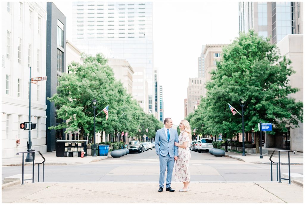 Catherine and Nick Downtown Raleigh Engagement Session